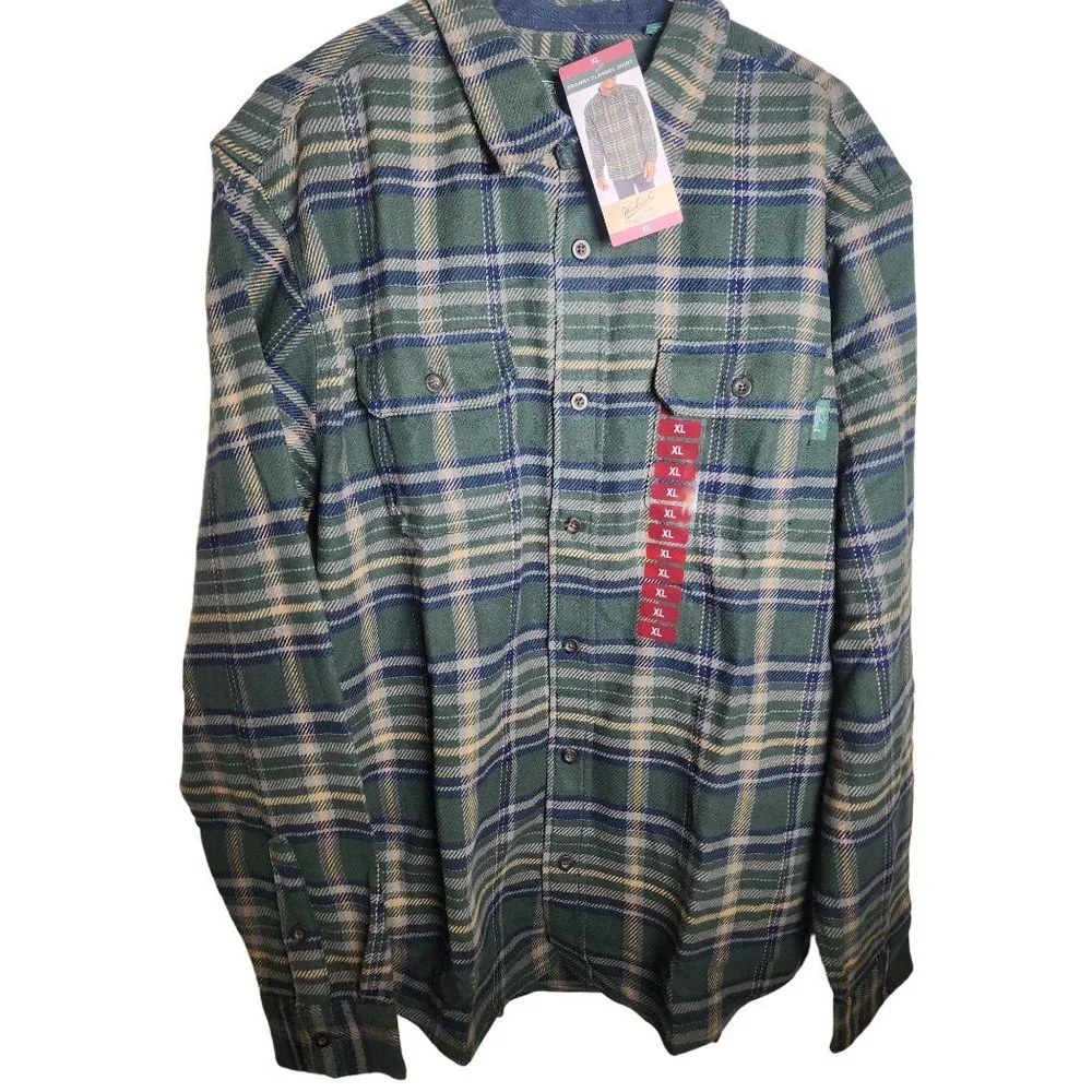 New with tags Woolrich Men's Brawny Flannel Green SZ XL - Picture 2 of 9